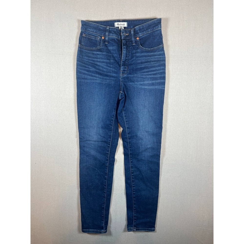 Madewell Jeans Women Curvy High Rise Skinny Dark Blue Wash Stretch Denim Size 28